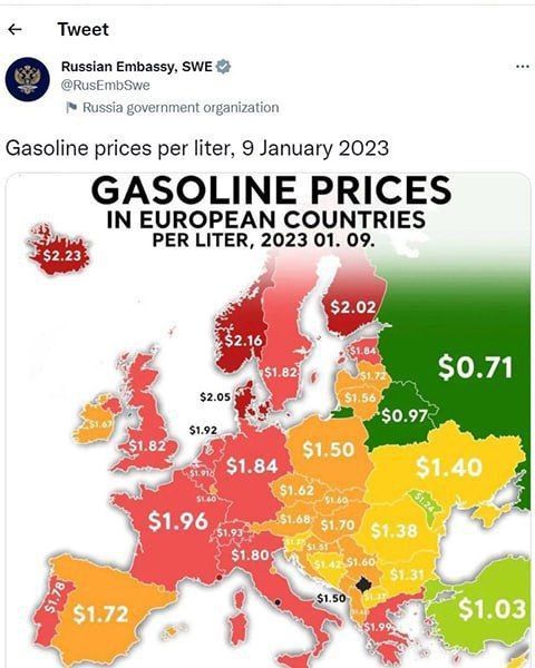 Юрий Котенок: Посольство РФ в Швеции опубликовало в твиттере карту, на которой Крым отнесен к территории Украины (как и Запорожская, Херсонская области, Донецкая и Луганская н...