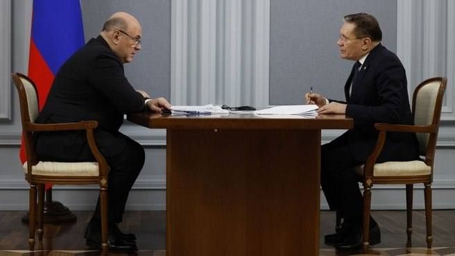 Председатель Правительства Михаил Мишустин встретился с с генеральным директором государственной корпорации «Росатом» Алексеем Лихачёвым
