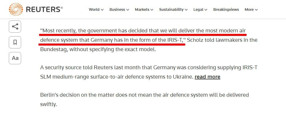 ���������� ������� ������� �������� ��������� ��� IRIS-T SLM �� �������