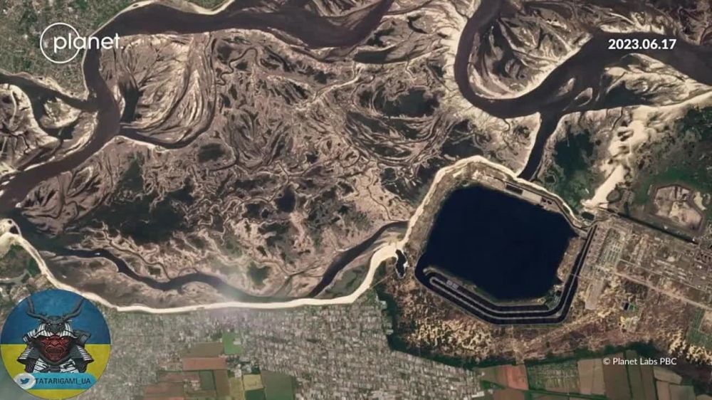 Роман Сапоньков: Обмеление Днепра в районе Запорожской АЭС. По пересохшему дну можно очень комфортно проехать на танке с минимальными инженерными приготовлениями