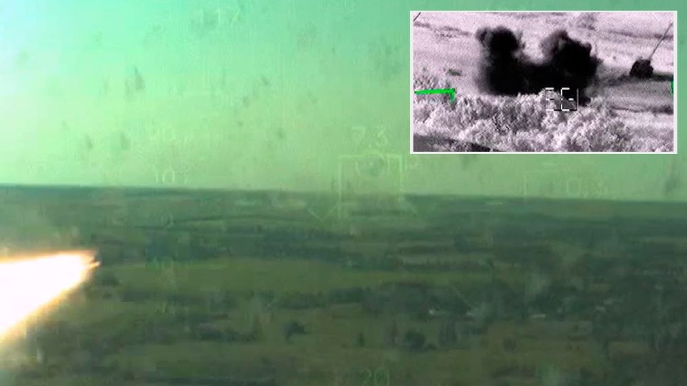 Экипаж вертолета Ка-52 уничтожил украинский БТР на Запорожском направлении