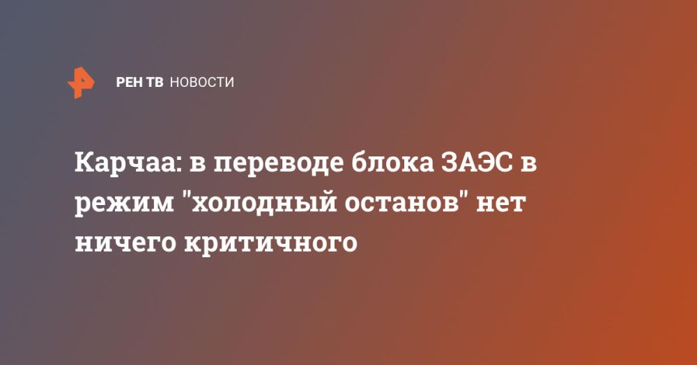 Карчаа: в переводе блока ЗАЭС в режим "холодный останов" нет ничего критичного