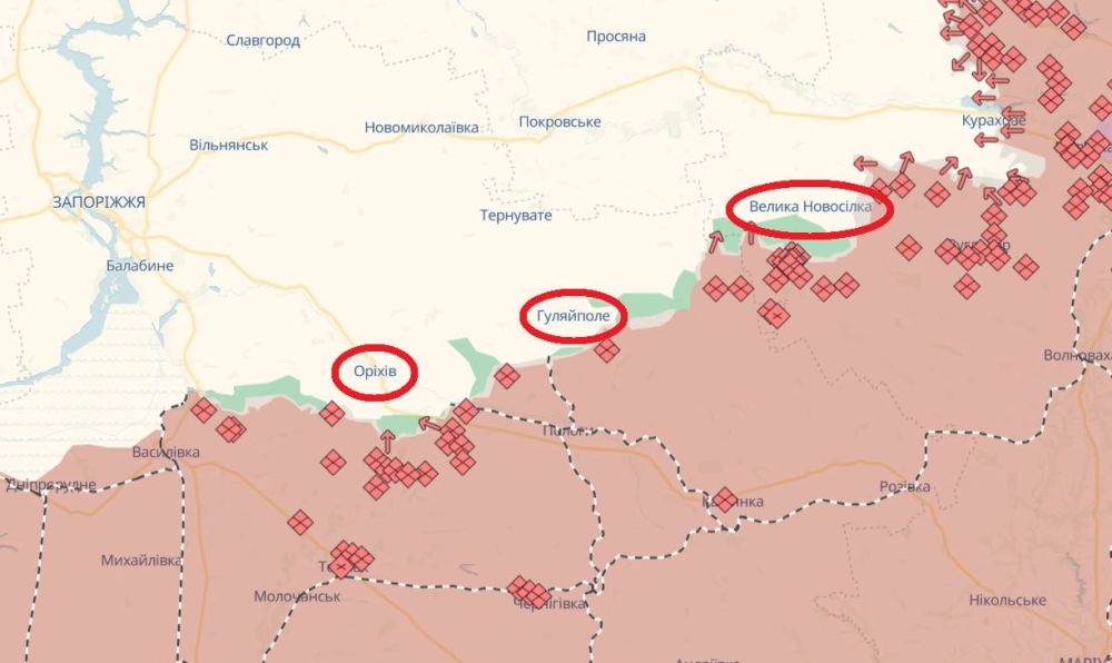 Армия России активно штурмует позиции ВСУ на Времевском выступе и готовится к наступлению у Гуляйполя и Орехова