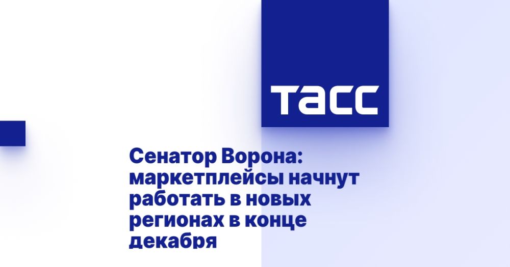 Сенатор Ворона: маркетплейсы начнут работать в новых регионах в конце декабря
