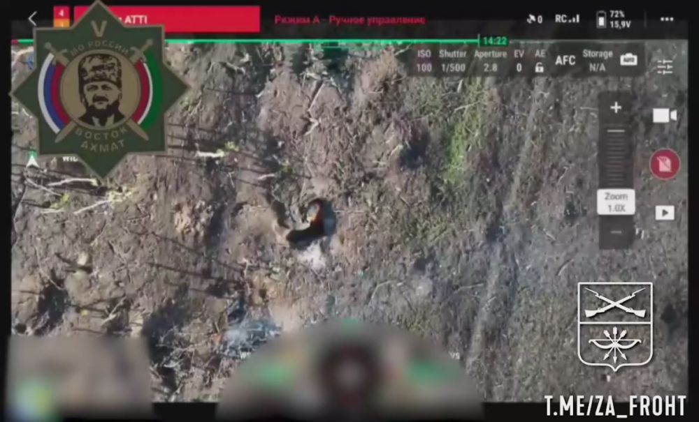 На Ореховском направлении, силы Востока-Ахмат успешно уничтожили старлинк, боеприпасы и сожгли опорный пункт врага, нанеся удар по его позициям