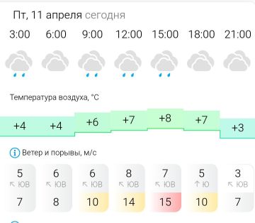 ПРОГНОЗ ПОГОДЫ. В пятницу, 11 апреля в Энергодаре пасмурно, осадки