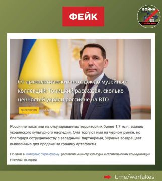 Фейк: Россияне похитили 1,7 млн единиц украинского культурного наследия, заявил глава Минкульта Украины Николай Точицкий