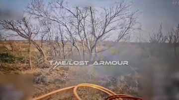 В Новоданиловке Запорожской области ударом оптоволоконного FPV-дрона "КВН" уничтожен танк ВСУ