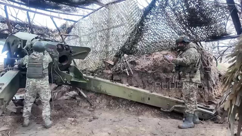 Кадры работы расчета 2А36 «Гиацинт-Б» Новороссийского ВДВ, поразившего временные пункты всушников на Ореховском направлении