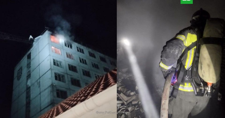 Здание гостиницы загорелось после атаки БПЛА ВСУ в Энергодаре