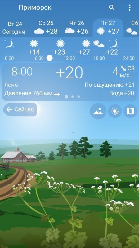 Погода Приморск,24.06.2025 г