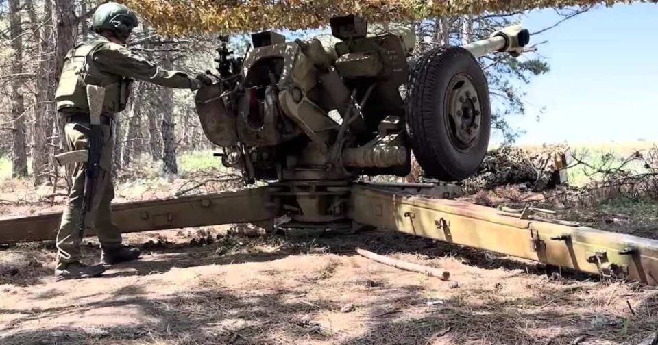 Расчет Д-30 уничтожил миномет боевиков ВСУ в Запорожской области