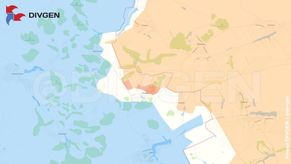 Изменения линии фронта за прошедшие сутки нанёс на карту канал "DivGen"