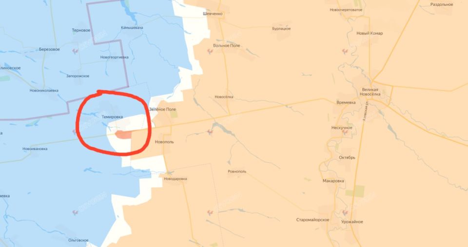 На Гуляйпольском направлении ВС РФ зашли в село Темировка, расположенное на стыке границ ДНР, Запорожской и Днепропетровской областей, сообщает "Фронтовик"