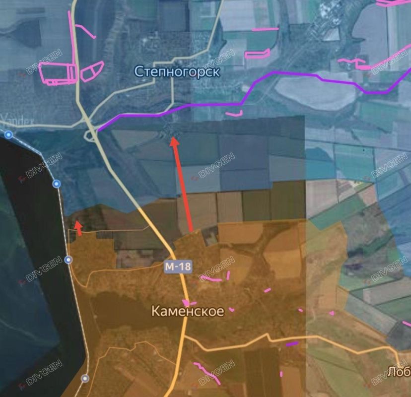 Юрий Котенок: Запорожское направление. Подразделения ГрВ "Днепр" продолжают наступление севернее Каменского и вышли на южную окраину Степногорска (3 микрорайон в районе музыкальной школы), а также продвинулись в Плавнях