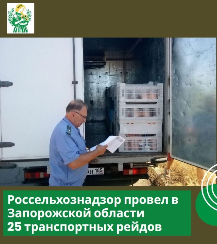 С 15 января по 20 июля 2025 года в Запорожской области проведено 25 совместных рейдов Россельхознадзора, военной полиции и комендатуры