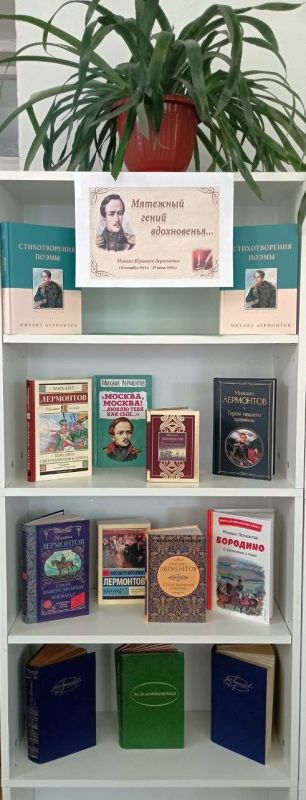 Михайловская библиотека представила книжную выставку ко Дню памяти Лермонтова