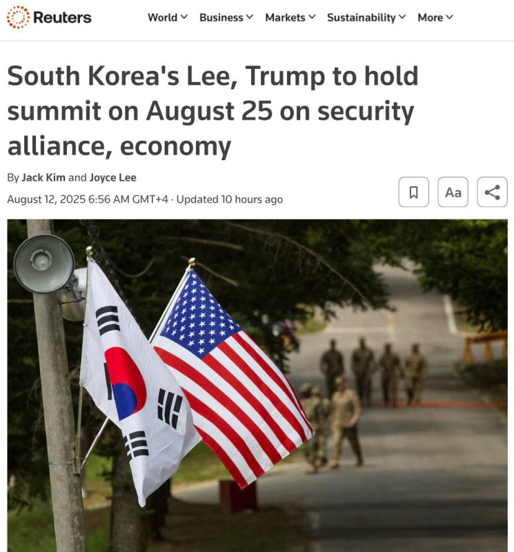 Трамп и президент Южной Кореи Ли Чжэ Мён 25 августа проведут в Вашингтоне свой первый двусторонний саммит, — Reuters