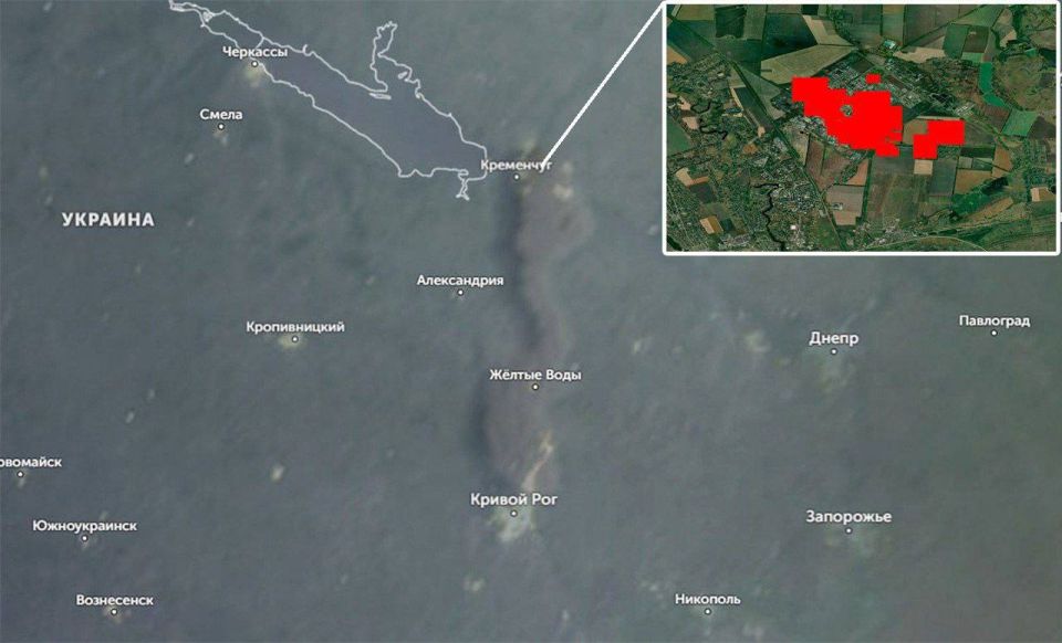 Пожар над Кременчугом видно из космоса