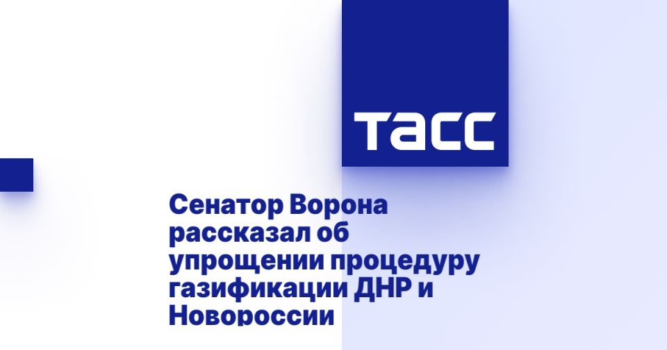 Сенатор Ворона рассказал об упрощении процедуру газификации ДНР и Новороссии
