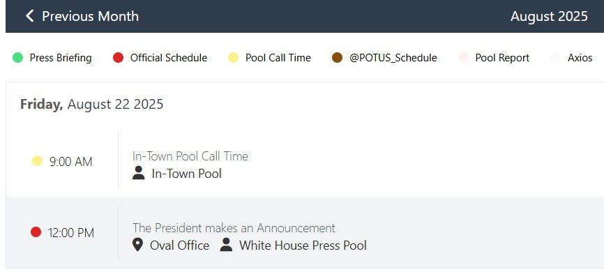 Трамп сделает заявление в полдень по времени Вашингтона (19:00 мск), следует из его расписания