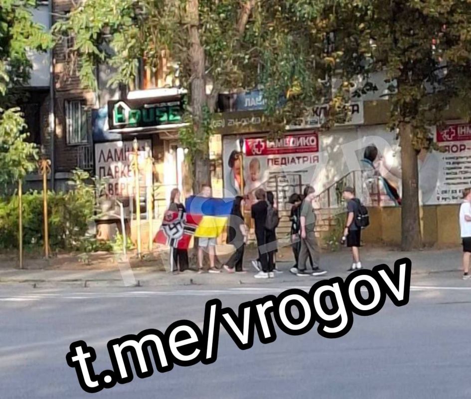 Владимир Рогов: Где вы видели нацистов?™. Во временно оккупированном нацистами городе Запорожье подростки развернули флаг нацистской Германии вместе с сине-жёлтым флагом ЗеРейха Нацистская пропаганда глубоко проникла в...