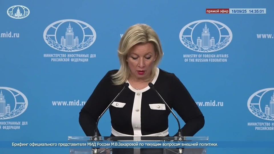 Мария Захарова: Киевский неонацистский режим не прекращает террористические атаки против мирного населения и гражданских объектов