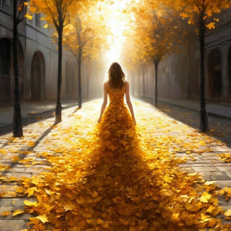 Давай возьмём пример с волшебной осени! Она на плечи шаль из листьев бросила И ветром уложила стильно волосы, Пошла искать из белой краски полосы…