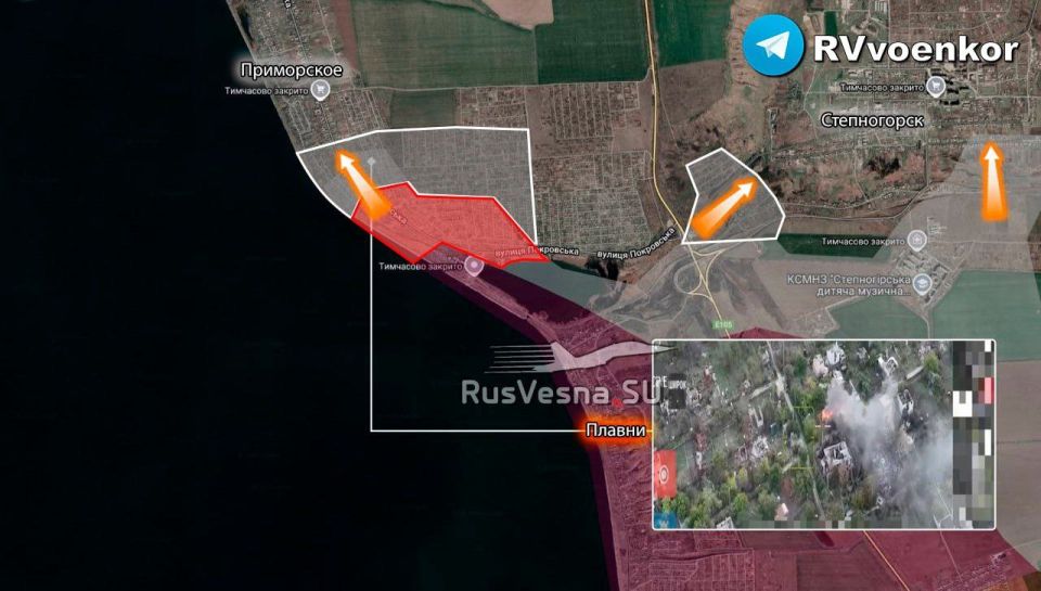 Десант штурмует юг Степногорска и взял большую часть Приморского, наступая на Запорожском фронте!