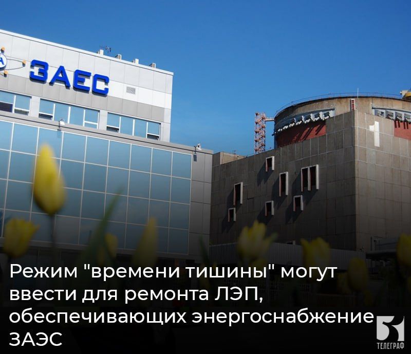 Режим "времени тишины" могут ввести для ремонта ЛЭП, обеспечивающих энергоснабжение ЗАЭС