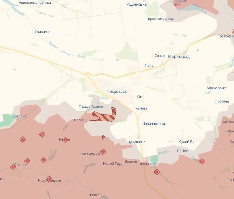 «В течение суток ВС РФ продвинулись на Запорожье, Харьковщине и Донетчине. Российская армия имеет успехи возле Новоивановки, Торского и в Покровске»