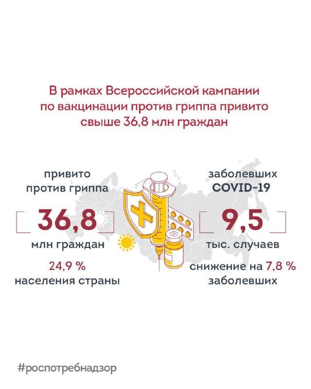 В рамках Всероссийской кампании по вакцинации против гриппа привито свыше 36,8 млн граждан