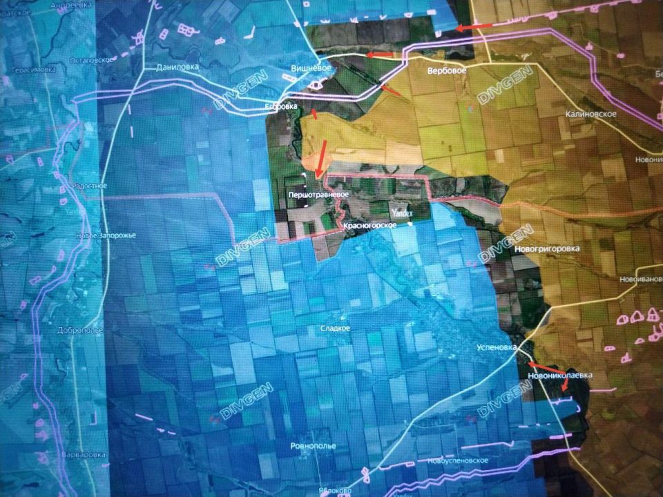 Юрий Котенок: Гуляйпольское направление. Подразделения ГрВ "Восток" после зачистки Полтавки практически выбили противника из большей части Новониколаевки (идёт зачистка) и вышли на юго-восточную окраину Успеновки