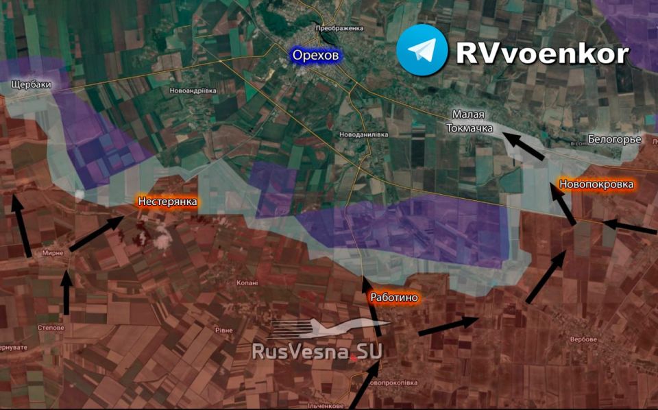 Армия России ведёт мощное наступление на Орехов на Запорожском фронте