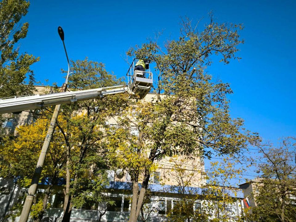 Коммунальная служба проводит плановую санитарную опиловку деревьев в Акимовке