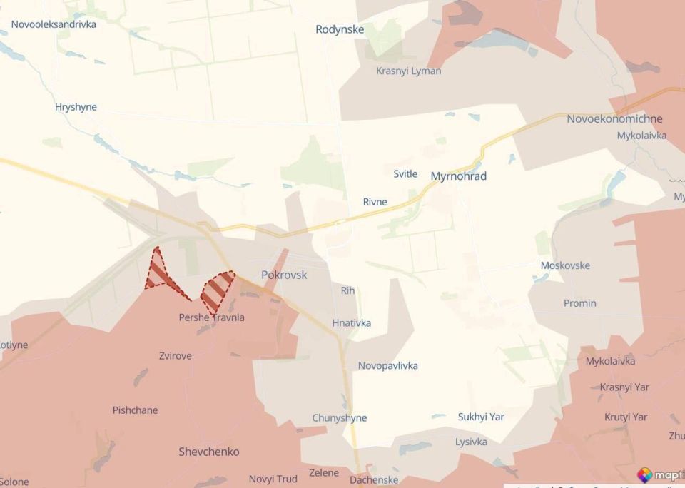 Юлия Витязева: По данным украинских военных, российские силы продвинулись на юго-запад от Покровска, а также укрепили позиции в районе Привольного в Запорожской области