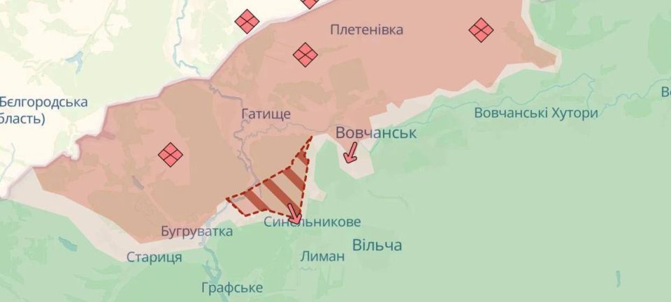 «ВС РФ продолжают продвижение в районах Волчанска и Владимировки, южнее Добропольского выступа