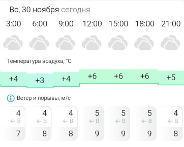 ПРОГНОЗ ПОГОДЫ. В воскресенье, 30 ноября в Энергодаре пасмурно