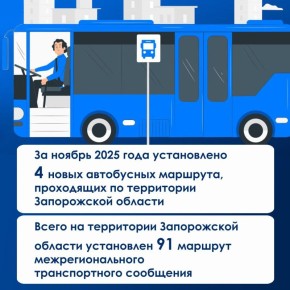 Цифра месяца: новые межрегиональные автобусные маршруты на территории Запорожской области в ноябре