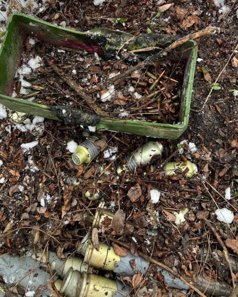 Сотрудниками полиции Запорожской области был выявлен крупный схрон с боеприпасами