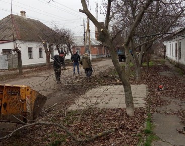 Аварийно-восстановительная бригада из Республики Ингушетия провела работы по санитарной обрезке деревьев в подшефном Молочанске