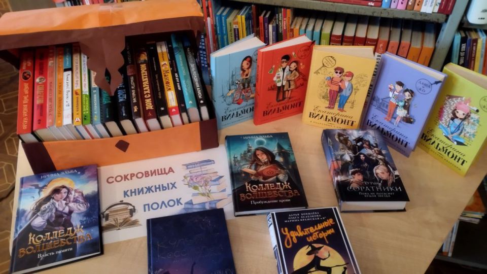 "Сокровища книжных полок". В рамках районной библиотечной акции "Книжные сокровища" Владимировская сельская библиотека приглашает читателей познакомиться с книжными новинками, которые поступили в нашу библиотеку