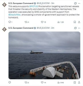 Власти США задержали российский нефтяной танкер "Маринера" за нарушение американского санкционного режима — Европейское командование ВС США