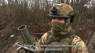 Минобороны России: Миномётный расчёт группировки «Восток» уничтожил пункт боепитания и миномёт ВСУ в лесополосе Запорожской области