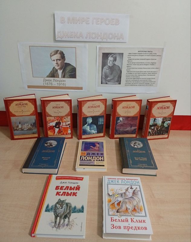 К 150-летию со дня рождения Джека Лондона в Дунаевской библиотеке оформлена книжная выставка "В мире героев Джека Лондона"