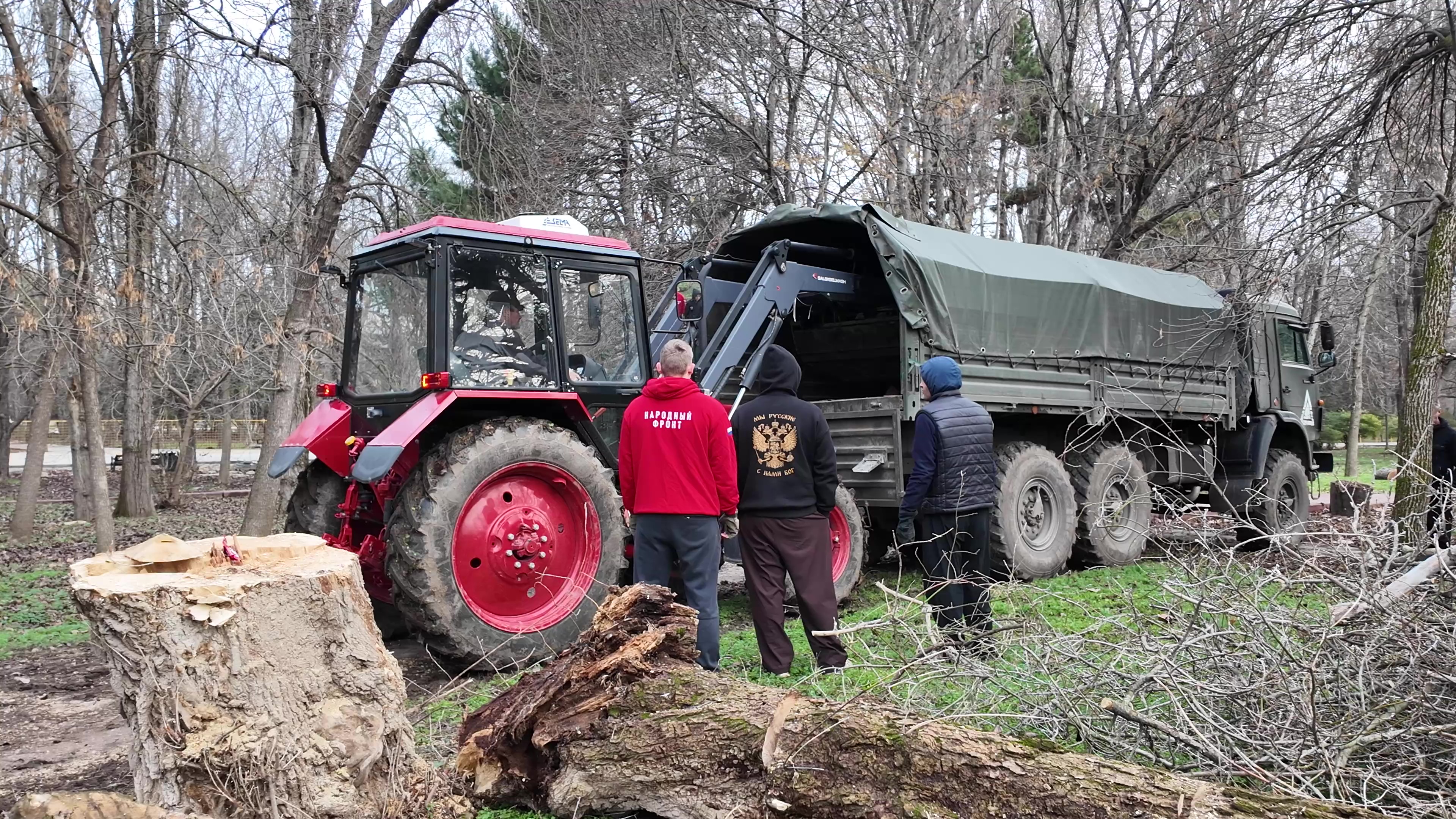 Порядка 200 тонн убранных деревьев из Крыма грели бойцов на фронте