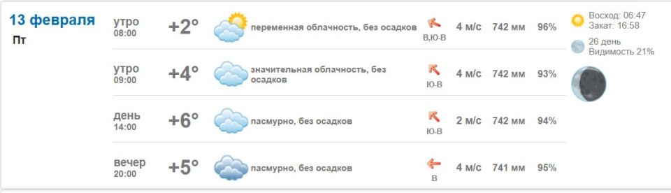 Подробно о погоде в Васильевке 13 февраля 2026 года