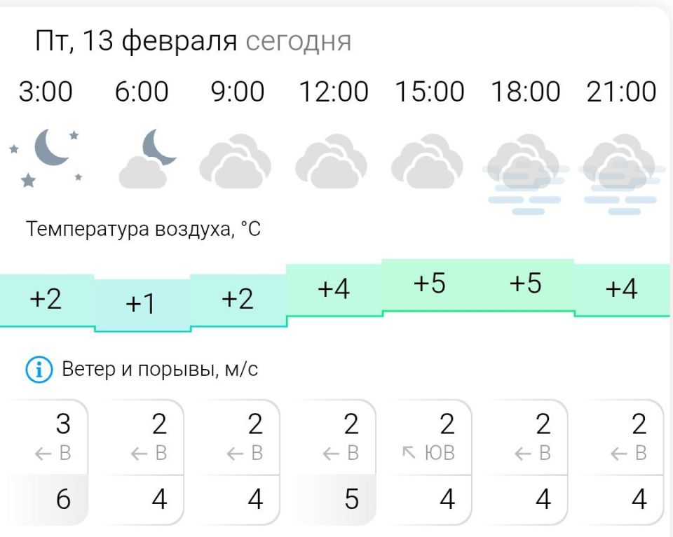 ПРОГНОЗ ПОГОДЫ. В пятницу, 13 февраля в Энергодаре пасмурно, вечером туман
