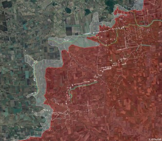 Общий вид инженерных сооружений на направлении Гуляйполе — Великомихайловка, находящихся под контролем РФ