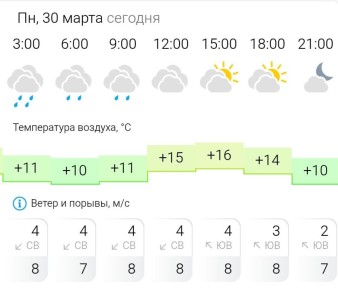 ПРОГНОЗ ПОГОДЫ. В понедельник, 30 марта в Энергодаре пасмурно, дождь